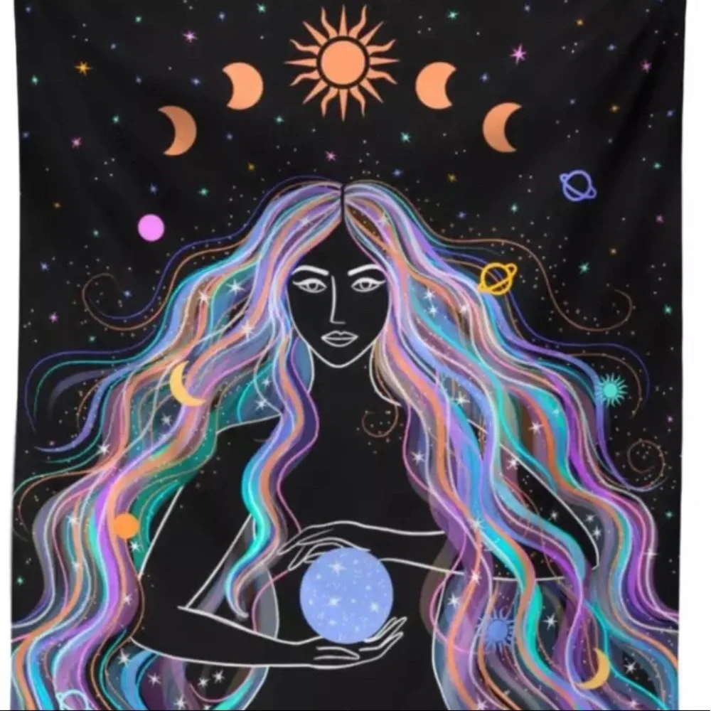 Rainbow Haired Goddess Moon Cycle wall Hanging new - Picture 2 of 4